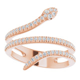 14K Gold Round Natural Diamond Snake Ring - Rose Gold - view 3