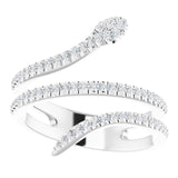 14K Gold Round Natural Diamond Snake Ring - White Gold - view 3