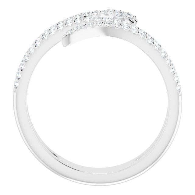 14K Gold Round Natural Diamond Snake Ring - White Gold - view 2