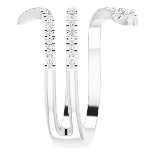 Platinum Round Natural Diamond Snake Ring - view 4