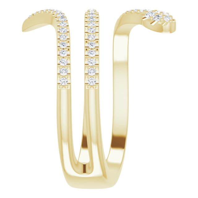 14K Gold Round Natural Diamond Snake Ring - Yellow Gold - view 4