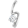 14K Gold Round Natural Diamond Solitaire Freeform Pendant