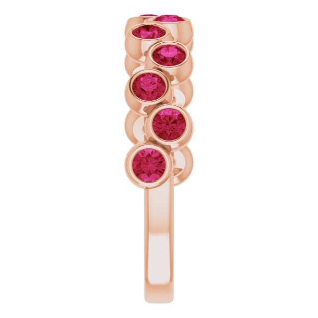 14K Gold Round Natural Ruby Bezel-Set Ring – 2.5mm Stones - Rose Gold - view 4