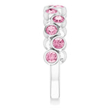 Platinum Round Natural Pink Tourmaline Bezel-Set Ring – 2.5mm Stones - view 4