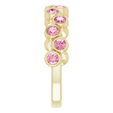 14K Gold Round Natural Pink Tourmaline Bezel-Set Ring – 2.5mm Stones - Yellow Gold - view 4