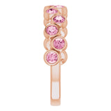 14K Gold Round Natural Pink Tourmaline Bezel-Set Ring – 2.5mm Stones - Rose Gold - view 4
