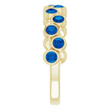 14K Gold Round Natural Blue Sapphire Bezel-Set Ring – 2.5mm Stones - Yellow Gold - view 4