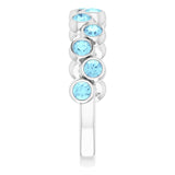 Platinum Round Natural Aquamarine Bezel-Set Ring – 2.5mm Stones - view 4