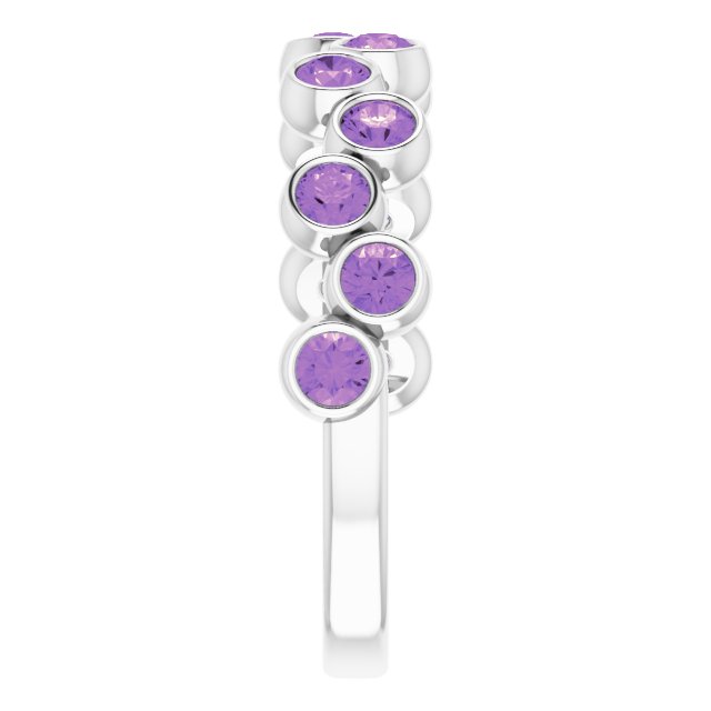 Platinum Round Natural Amethyst Bezel-Set Ring – 2.5mm Stones - view 4