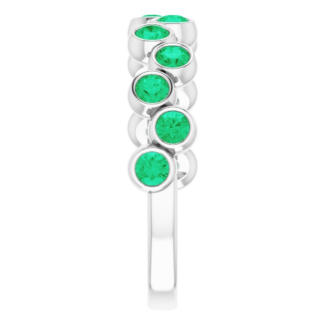 Platinum Round Natural Emerald Bezel-Set Ring – 2.5mm Stones - view 4