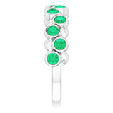 14K Gold Round Natural Emerald Bezel-Set Ring – 2.5mm Stones - White Gold - view 4