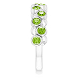 Platinum Round Natural Peridot Bezel-Set Ring – 2.5mm Stones - view 4