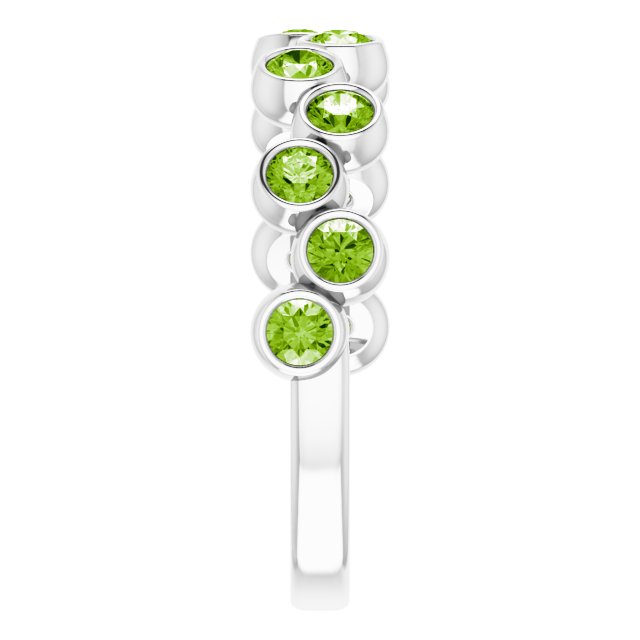 Platinum Round Natural Peridot Bezel-Set Ring – 2.5mm Stones - view 4