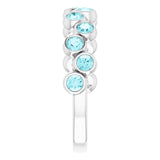 14K Gold Round Natural Blue Zircon Bezel-Set Ring – 2.5mm Stones - White Gold - view 4
