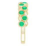 14K Gold Round Natural Emerald Bezel-Set Ring – 2.5mm Stones - Yellow Gold - view 4