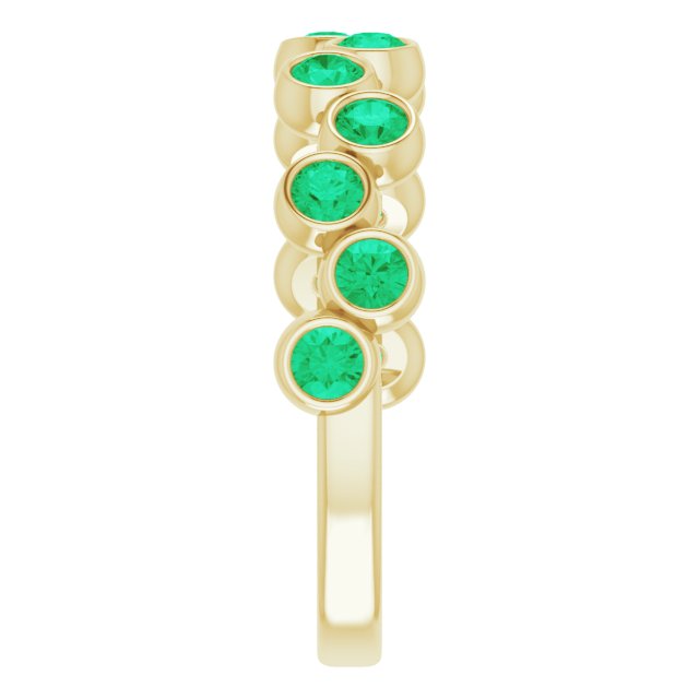 14K Gold Round Natural Emerald Bezel-Set Ring – 2.5mm Stones - Yellow Gold - view 4