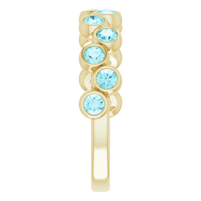 14K Gold Round Natural Blue Zircon Bezel-Set Ring – 2.5mm Stones - Yellow Gold - view 4