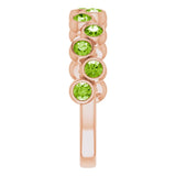 14K Gold Round Natural Peridot Bezel-Set Ring – 2.5mm Stones - Rose Gold - view 4