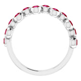 Platinum Round Natural Ruby Bezel-Set Ring – 2.5mm Stones - view 2