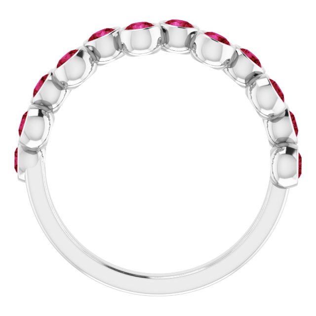 Platinum Round Natural Ruby Bezel-Set Ring – 2.5mm Stones - view 2