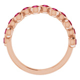 14K Gold Round Natural Ruby Bezel-Set Ring – 2.5mm Stones - Rose Gold - view 2