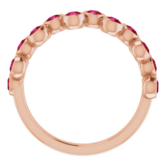 14K Gold Round Natural Ruby Bezel-Set Ring – 2.5mm Stones - Rose Gold - view 2
