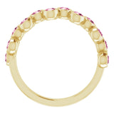 14K Gold Round Natural Pink Tourmaline Bezel-Set Ring – 2.5mm Stones - Yellow Gold - view 2