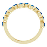 14K Gold Round Lab-Grown Blue Sapphire Bezel-Set Ring - Yellow Gold - view 2