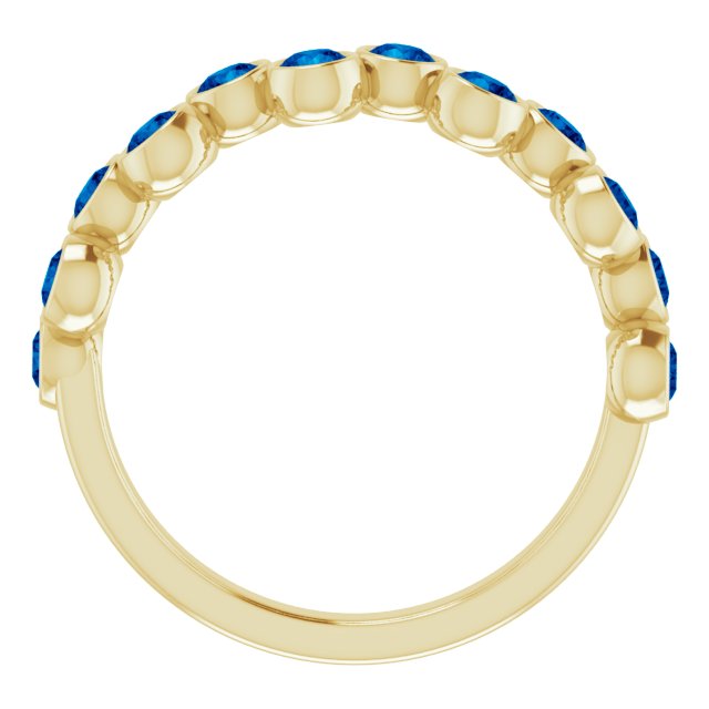 14K Gold Round Lab-Grown Blue Sapphire Bezel-Set Ring - Yellow Gold - view 2