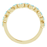 14K Gold Round Natural Aquamarine Bezel-Set Ring – 2.5mm Stones - Yellow Gold - view 2