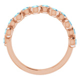 14K Gold Round Natural Aquamarine Bezel-Set Ring – 2.5mm Stones - Rose Gold - view 2