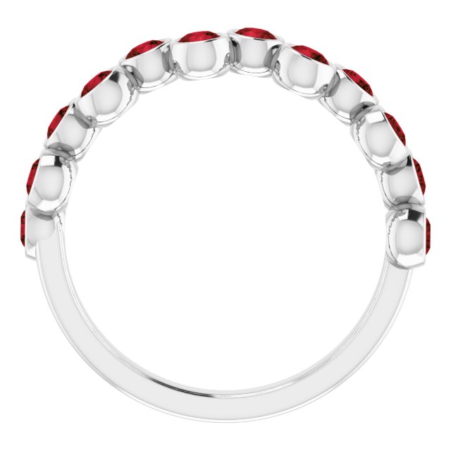 Platinum Round Natural Mozambique Garnet Bezel-Set Ring – 2.5mm Stones - view 2
