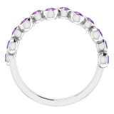 14K Gold Round Natural Amethyst Bezel-Set Ring – 2.5mm Stones - White Gold - view 2