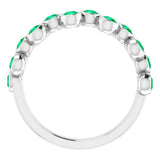 14K Gold Round Natural Emerald Bezel-Set Ring – 2.5mm Stones - White Gold - view 2
