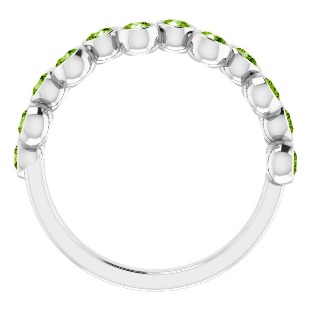 Platinum Round Natural Peridot Bezel-Set Ring – 2.5mm Stones - view 2