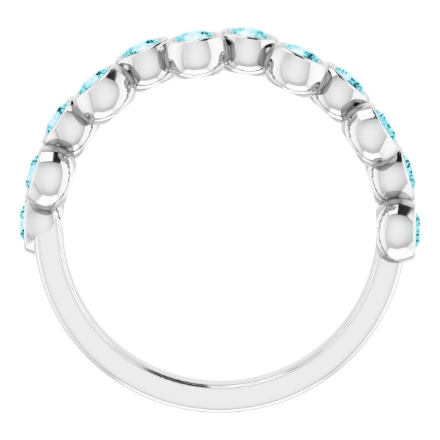 Platinum Round Natural Blue Zircon Bezel-Set Ring – 2.5mm Stones - view 2
