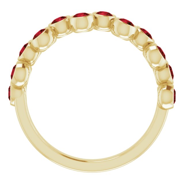 14K Gold Round Natural Mozambique Garnet Bezel-Set Ring – 2.5mm Stones - Yellow Gold - view 2