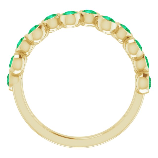 14K Gold Round Lab-Grown Emerald Bezel-Set Ring – 2.5mm Stones - Yellow Gold - view 2
