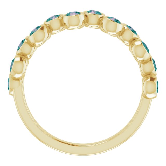 14K Gold Round Natural Alexandrite Bezel-Set Ring – 2.5mm Stones - Yellow Gold - view 3