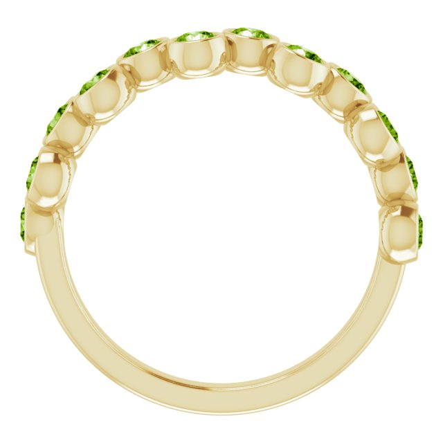 14K Gold Round Natural Peridot Bezel-Set Ring – 2.5mm Stones - Yellow Gold - view 2