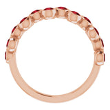 14K Gold Round Natural Mozambique Garnet Bezel-Set Ring – 2.5mm Stones - Rose Gold - view 2