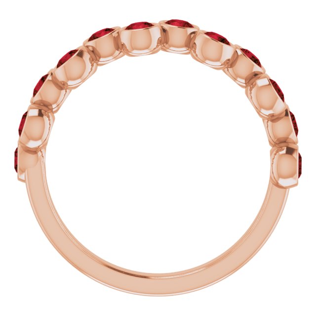 14K Gold Round Natural Mozambique Garnet Bezel-Set Ring – 2.5mm Stones - Rose Gold - view 2