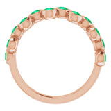 14K Gold Round Natural Emerald Bezel-Set Ring – 2.5mm Stones - Rose Gold - view 2