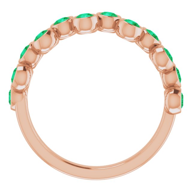 14K Gold Round Lab-Grown Emerald Bezel-Set Ring – 2.5mm Stones - Rose Gold - view 2