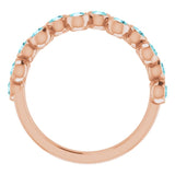 14K Gold Round Natural Blue Zircon Bezel-Set Ring – 2.5mm Stones - Rose Gold - view 2