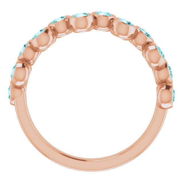 14K Gold Round Natural Blue Zircon Bezel-Set Ring – 2.5mm Stones - Rose Gold - view 2