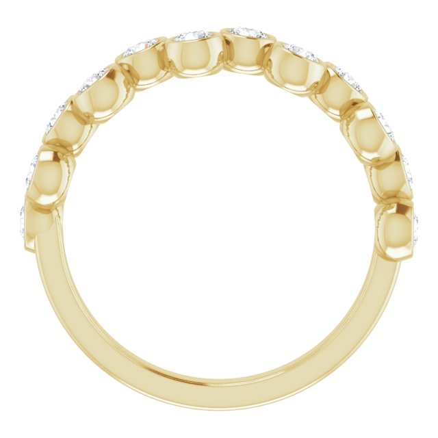 14K Gold Round Natural Diamond Bezel-Set Ring – 2.5mm Stones - Yellow Gold - view 2
