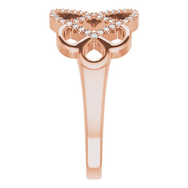 14K Gold Round Natural Diamond Woven Ring - Rose Gold - view 5