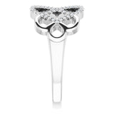 14K Gold Round Natural Diamond Woven Ring - White Gold - view 4