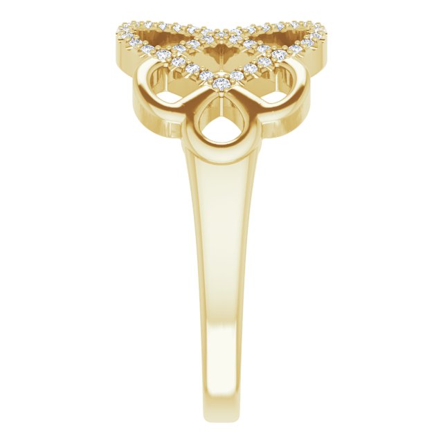 14K Gold Round Natural Diamond Woven Ring - Yellow Gold - view 4